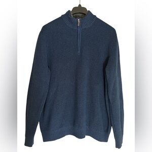 Izod Men's chunky blue fleece-lined sweater with quarter-zip collar size XXL